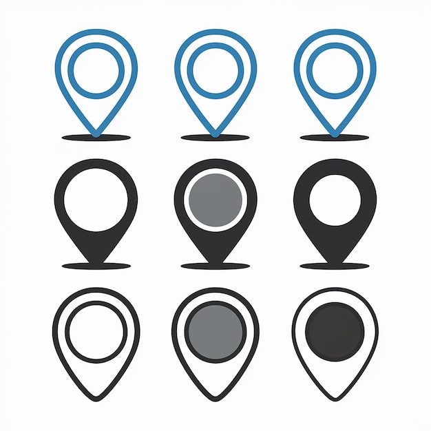 A collection of location markers or pin icons