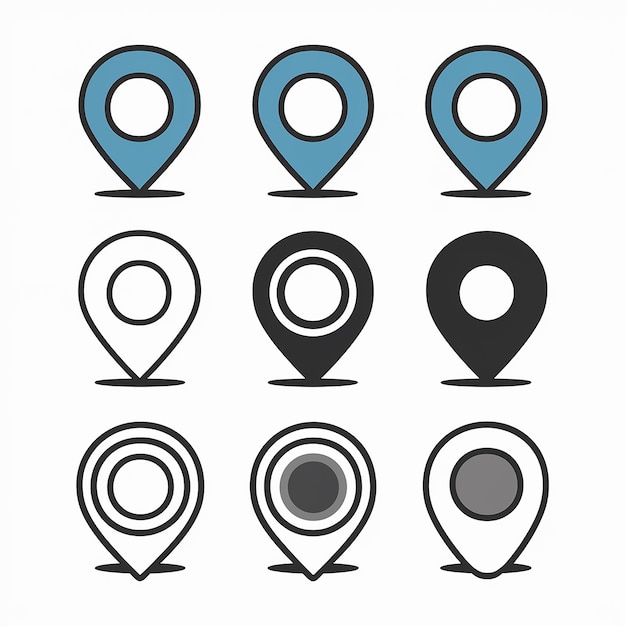 A collection of location markers or pin icons