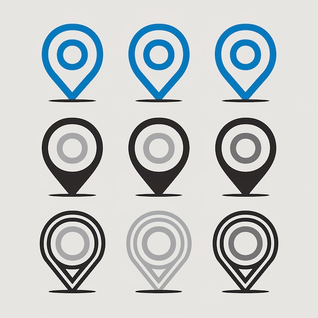 A collection of location markers or pin icons