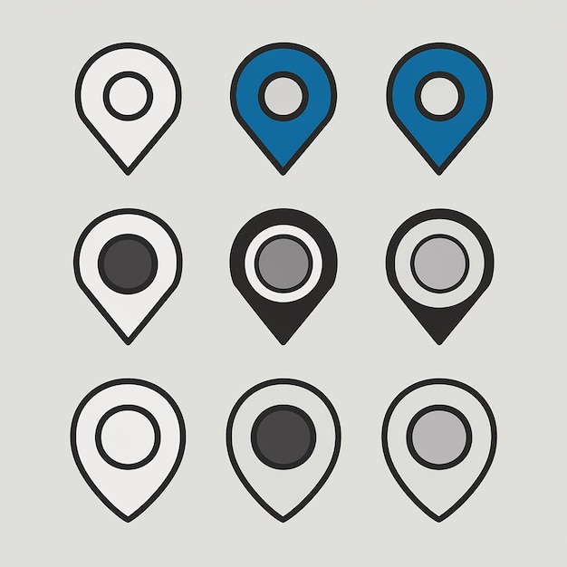 A collection of location markers or pin icons