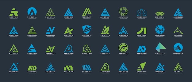 a collection of logo designs with the initial letter A