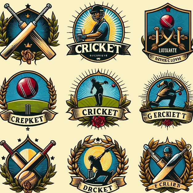 Vector a collection of logos for cricket and cricket