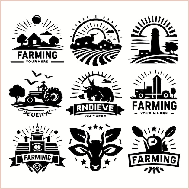 Vector a collection of logos for farm land and farm