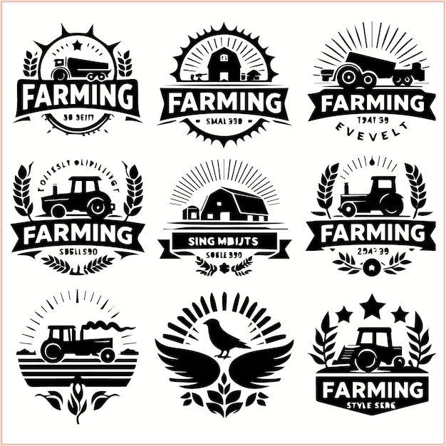 Vector a collection of logos for farm land and farm