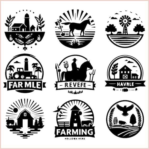 Vector a collection of logos including a farm and farm