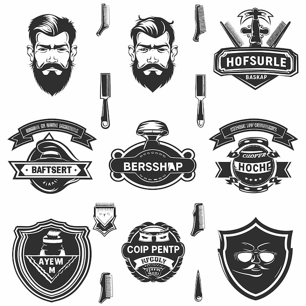 Vector a collection of logos including a man with a beard and mustache