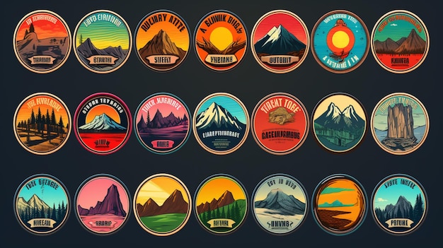 Vector a collection of logos including mountain range