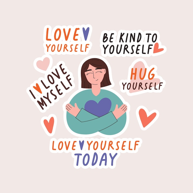 Collection of love yourself stickers