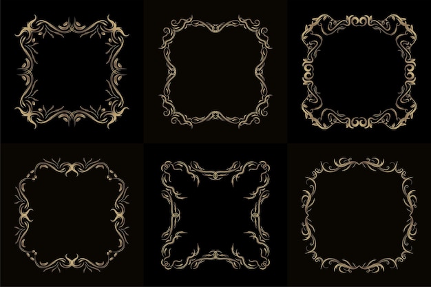 Collection of Luxury ornament or floral frame