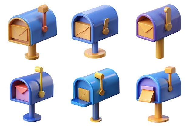 a collection of mailbox 3d render