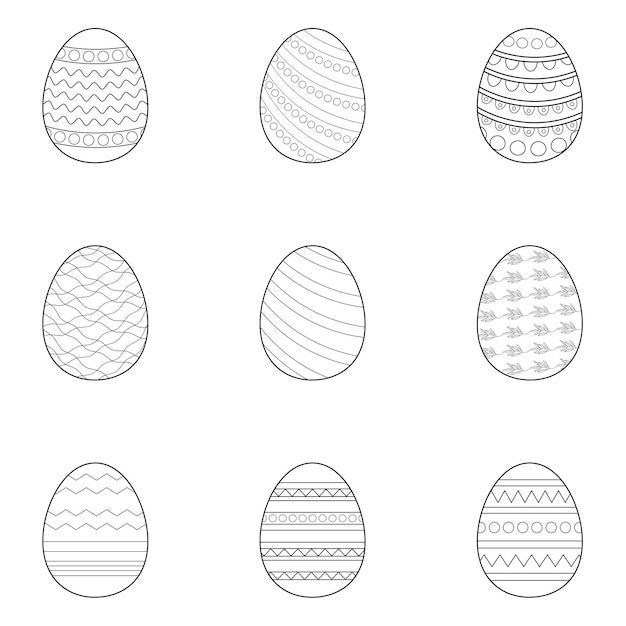 Collection of many Easter eggs with floral patterns mandala geometric decorative set illustration