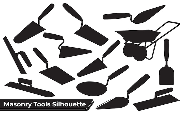 Collection of Masonry tools silhouettes