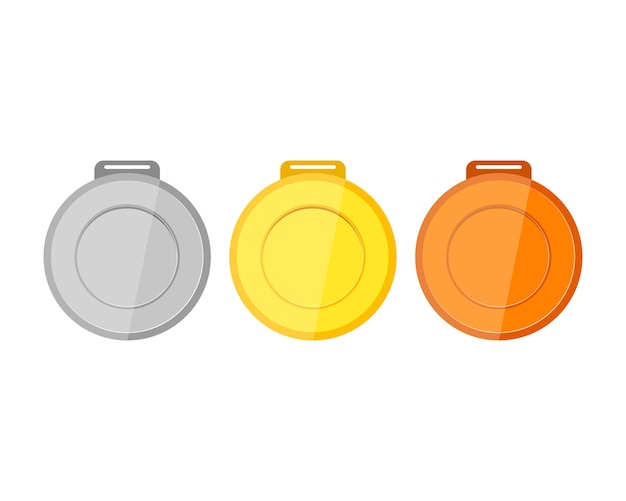 Collection of medals for the champions on white background vector illustration