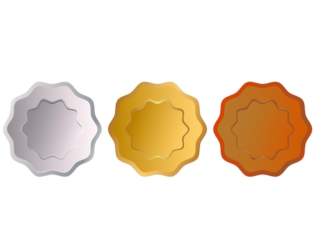 Collection of medals for the champions on white background vector illustration