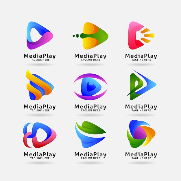 Collection of media play logo