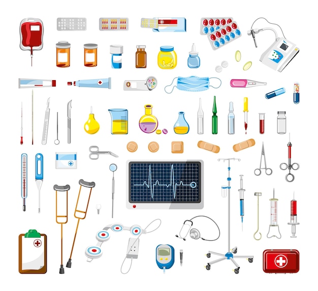 Collection of medical equipment Vector medical instruments