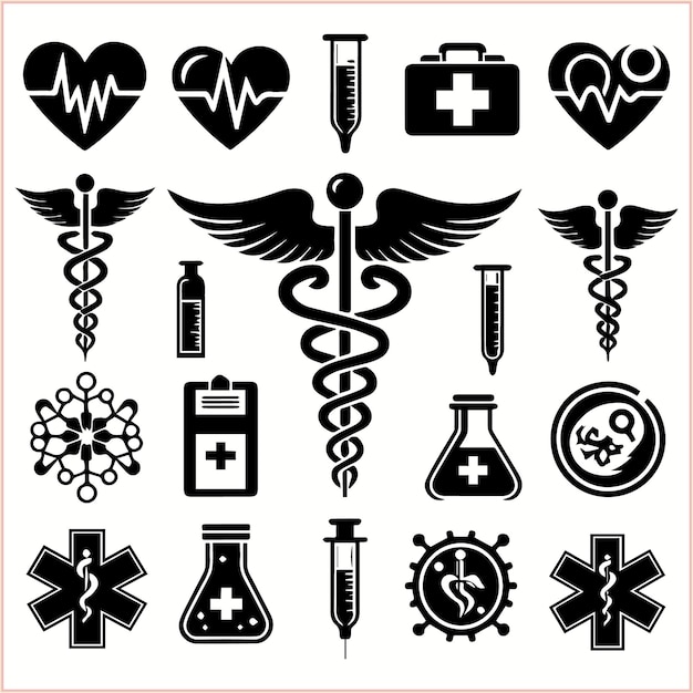 Vector a collection of medical icons including a cross and a cross