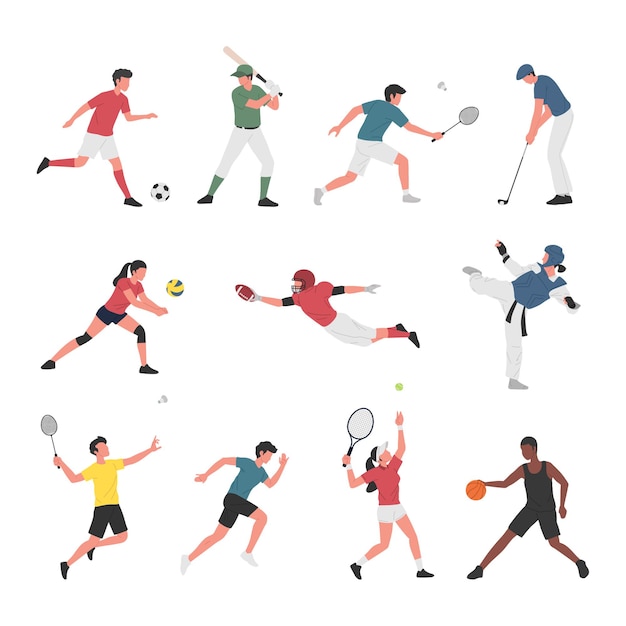 Collection of Men and Women Doing Various Sports Activities. 