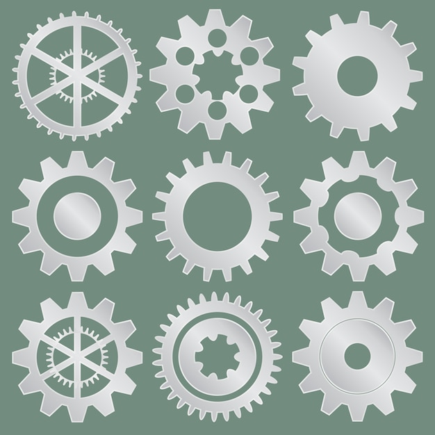 Vector  collection of metal gear wheels