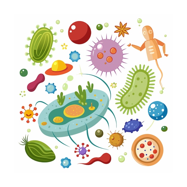 Vector collection of microbiologys flat design