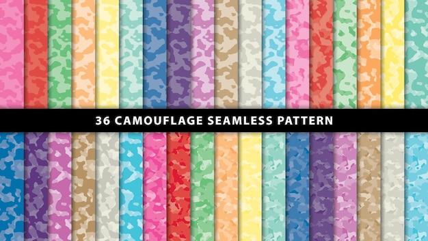 Collection military and army camouflage seamless pattern