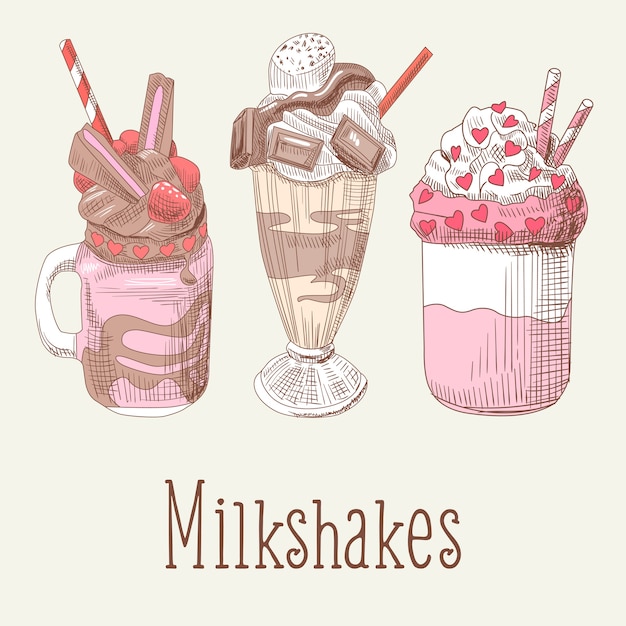 Vector collection of milkshakes