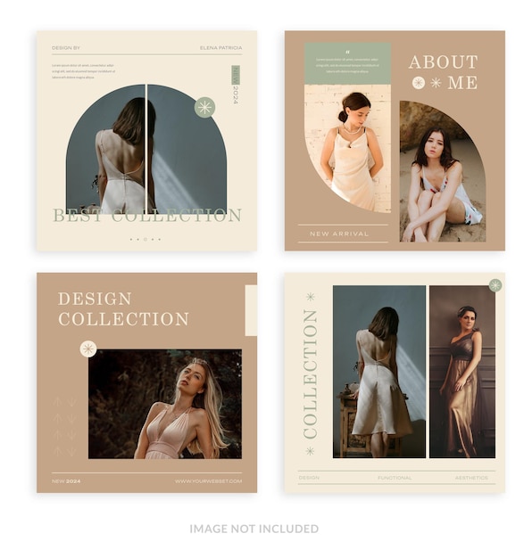 Collection of minimalist fashion sale banners or minimalist style social media post templates.