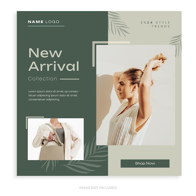 Collection of minimalist fashion sale banners or minimalist style social media post templates.