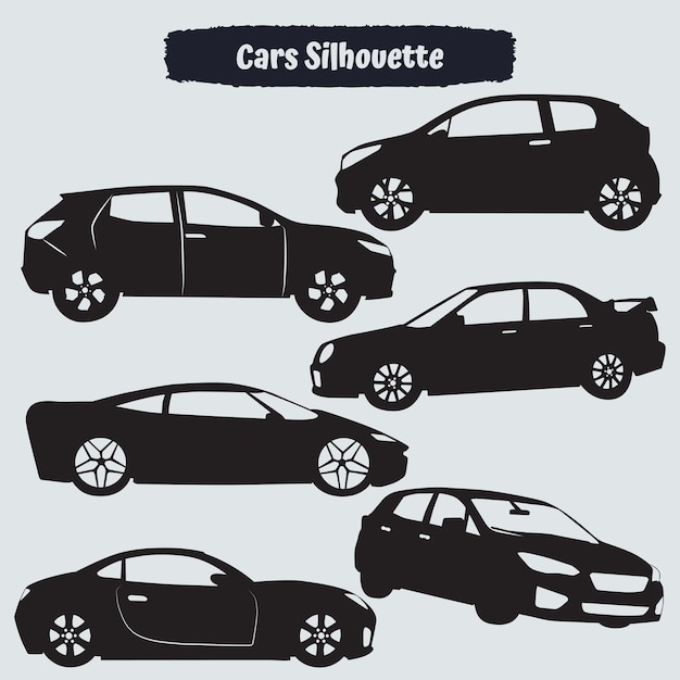 Collection of modern car silhouettes vector