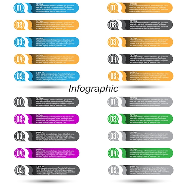 Collection modern design template, infographics with steps and options