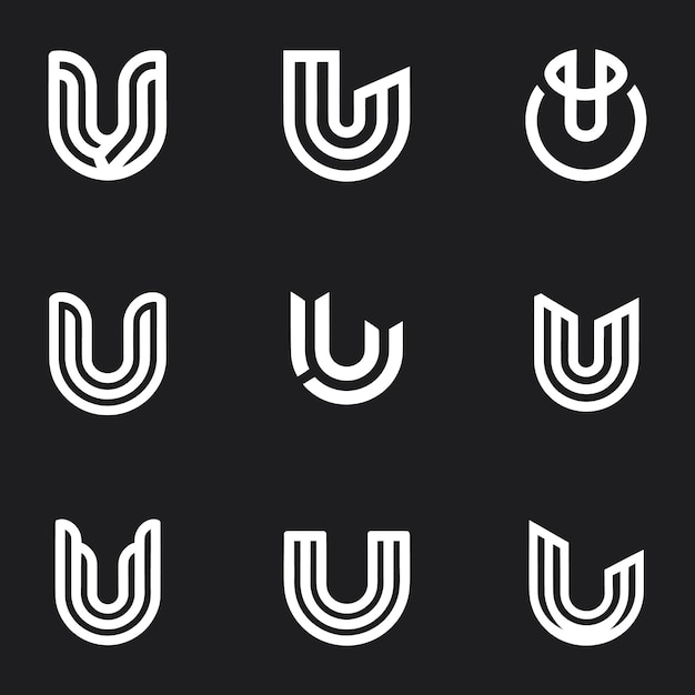 Vector collection of modern minimalist initial letter u company logo