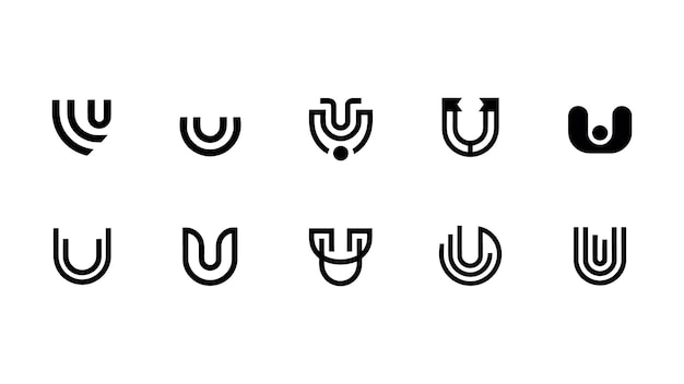 Vector collection of modern minimalist initial letter u company logo