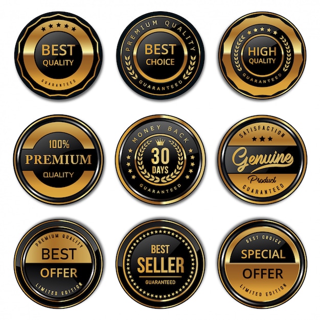 Collection of modern seal badges and labels product quality