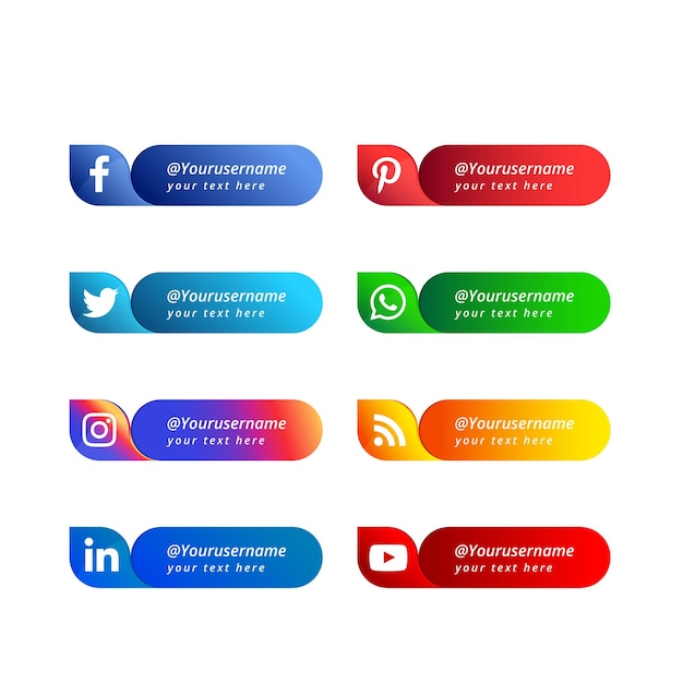 Collection of modern social media lower third icons template