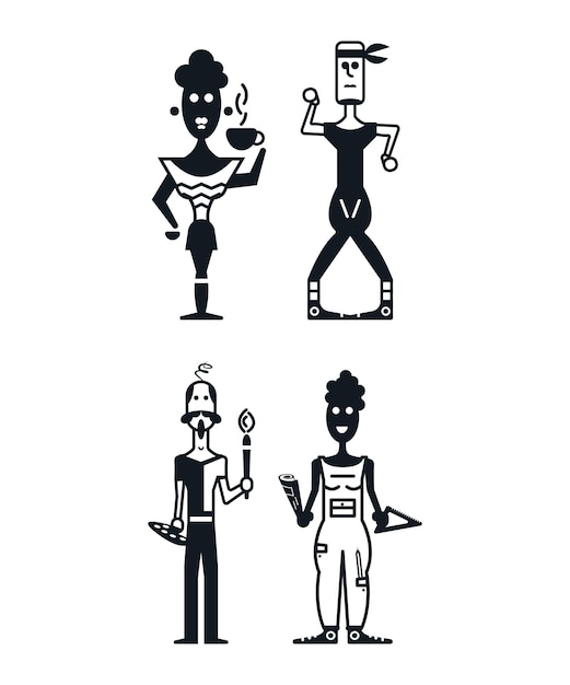 Collection of Monochrome Geometric People