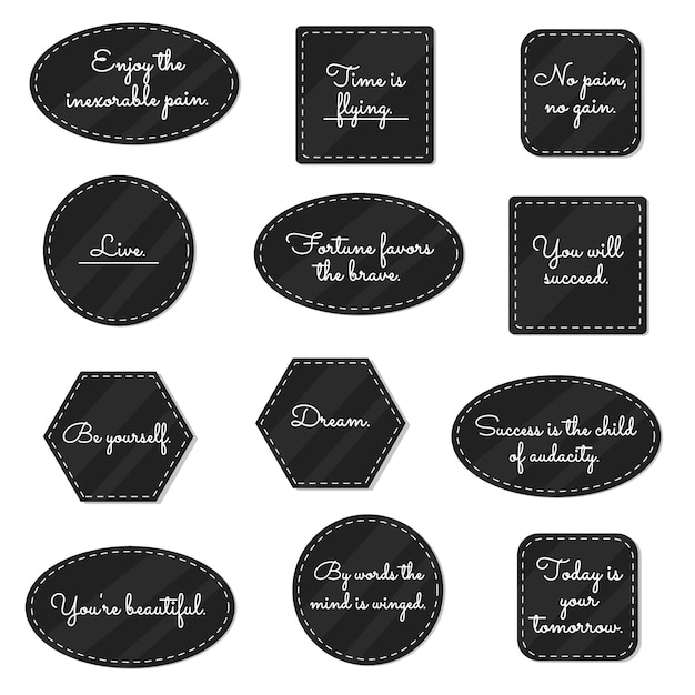 Vector collection of motivational lettering stickers isolated