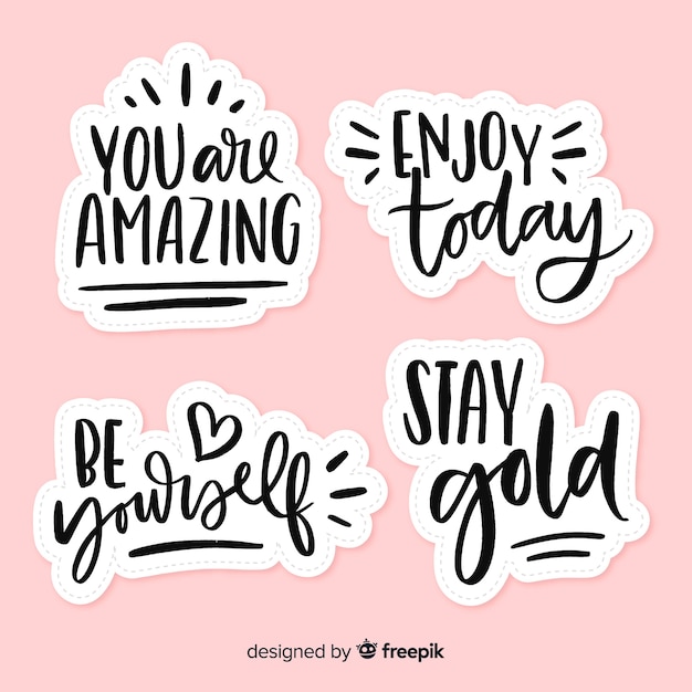 Collection of motivational lettering stickers