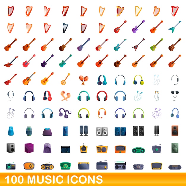 collection of music icons isolated on white