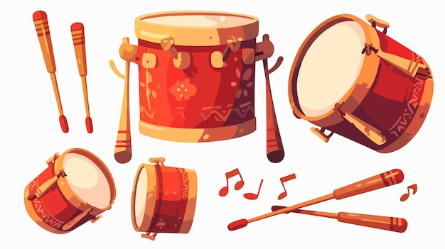 a collection of musical instruments and drums