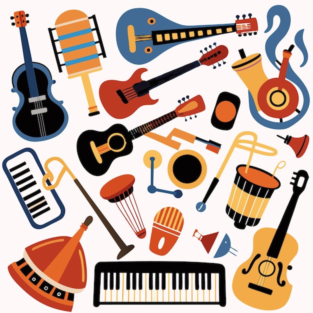 Vector a collection of musical instruments perfect for a band or a musical ensemble