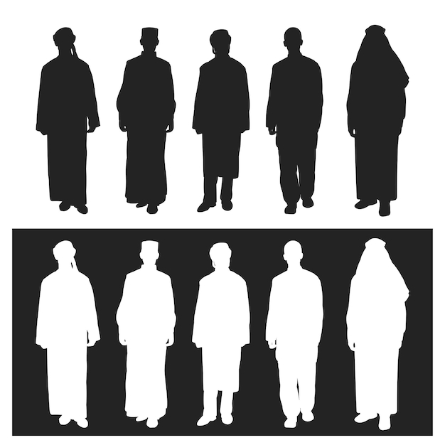 Collection of Muslim Arab man silhouette