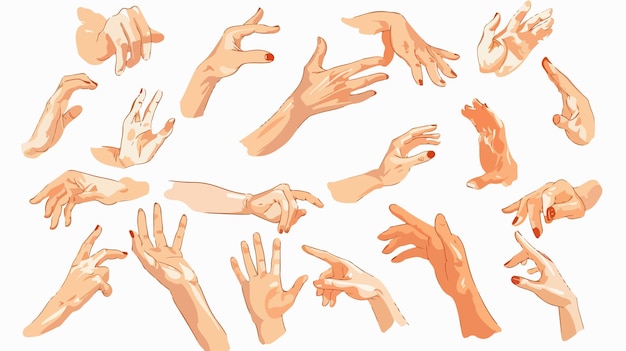 Collection of Naturalistic Female Hands Showing Different Gestures