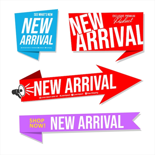 Collection of NEW ARRIVAL product banner flat design for apps and websites