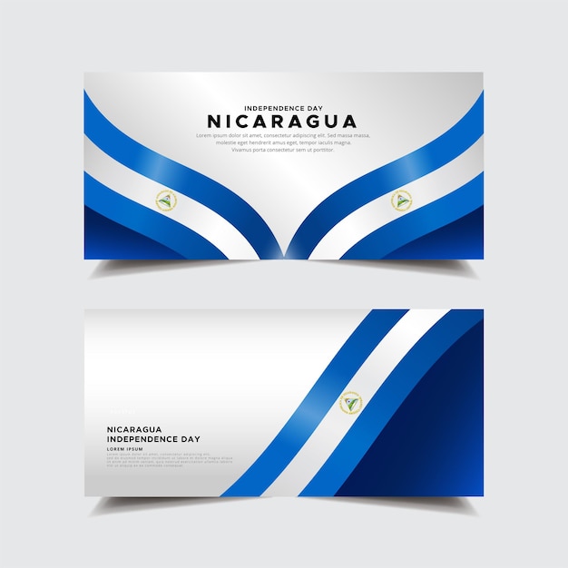 Collection of Nicaragua independence day design banner Nicaragua independence day with wavy flag vector