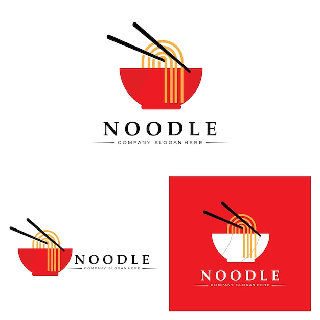 A collection of noodle logo inspiration Chinese food and bowl design template Retro Concept Illustration