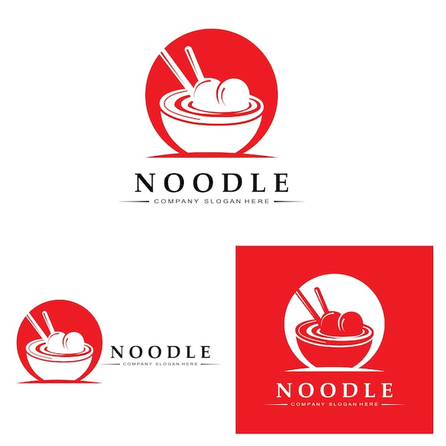 A collection of noodle logo inspiration Chinese food and bowl design template Retro Concept Illustration