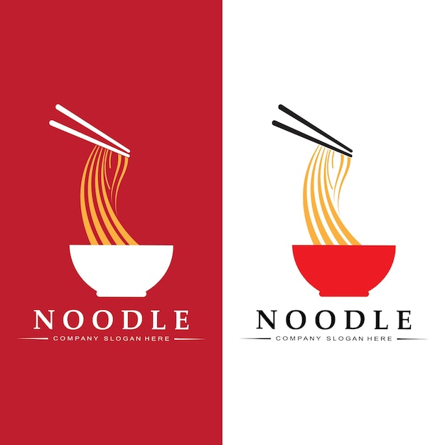 A collection of noodle logo inspiration Chinese food and bowl design template Retro Concept Illustration