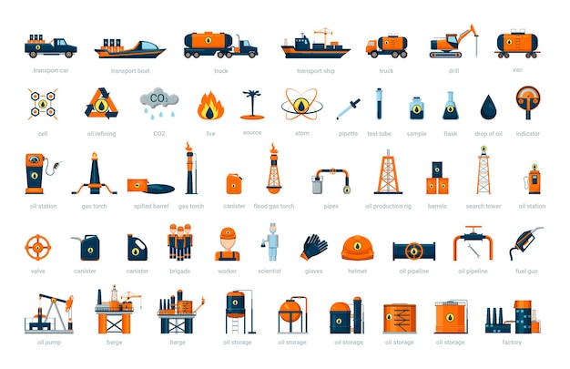 Collection of objects of the oil industry