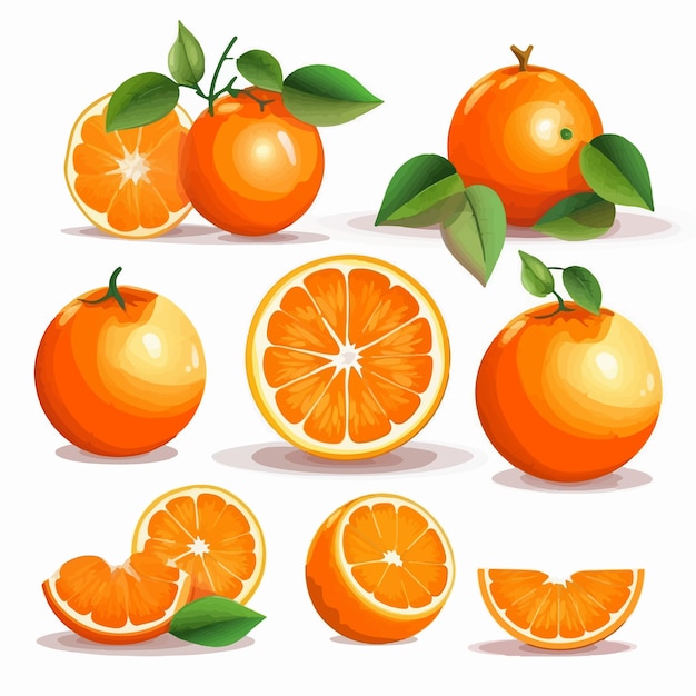 A collection of orange vector graphics with a pixelated effect for a digital feel