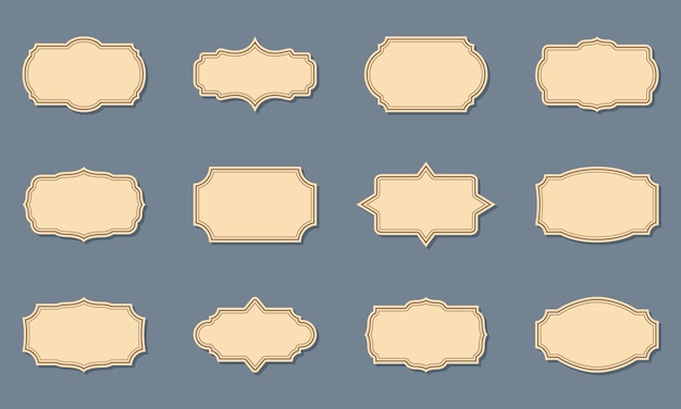 Collection of Ornamental Label Retro Frames Old Victorian Borders Retro Badge and Vintage Frames